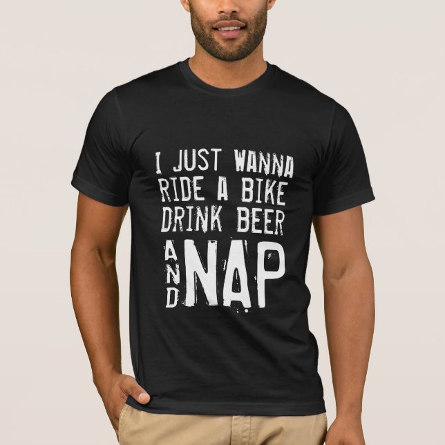 Beber cerveja, bicicleta e Nap Camisa engraçada de (Frente)