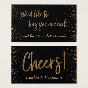 Beber Tíquetes, Script de Glitter Dourado e Confe