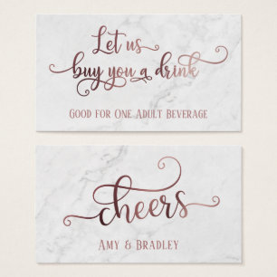 Beber Tíquetes Script Rosa Dourado com mármore