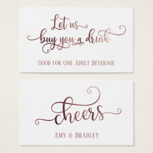 Beber Tíquetes Script Rosa Dourado em branco edi
