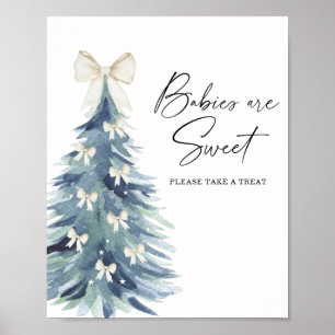 Bebês de árvore de inverno com aquarela são poster