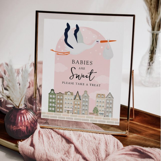 Bebês De Chá de fraldas De Stork Boho São Favores  (Boho Baby Shower Stork)
