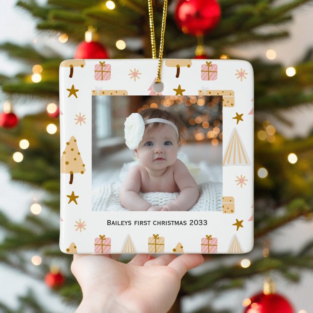 Bebês festivos primeira foto Ornamento da Árvore d (babys first christmas festive xmas tree ornament , ideal for gifting and a special keepsake
)