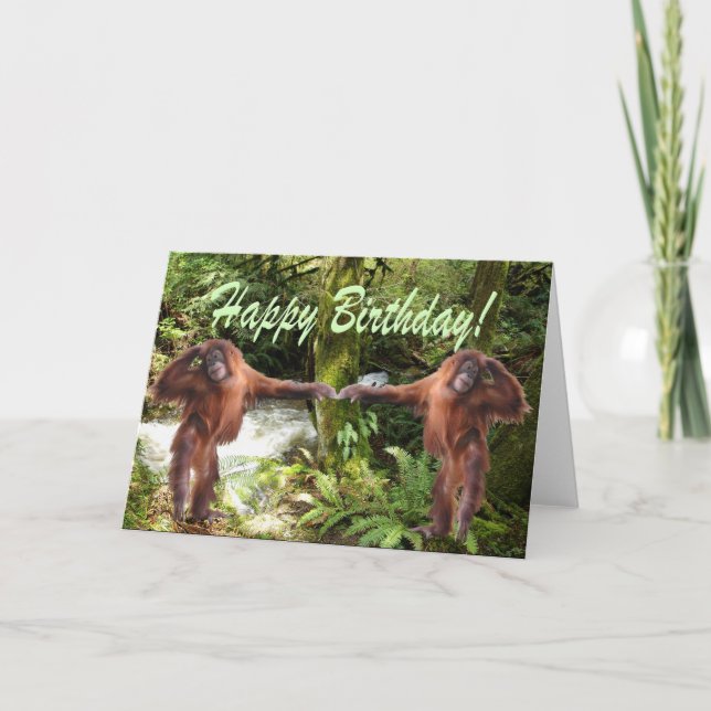 Bebês Orangutanos no Cartão de Aniversário da Selv (Frente)