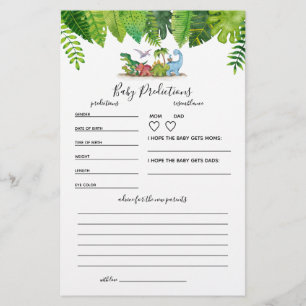 Bebês Predições Jogo do Chá de fraldas do Dinossau