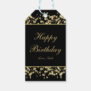 Bebês Pretos e Dourados Etiqueta de Presente Flora