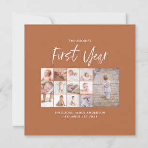 Bebês, primeiro ano, foto-colage script terracotta