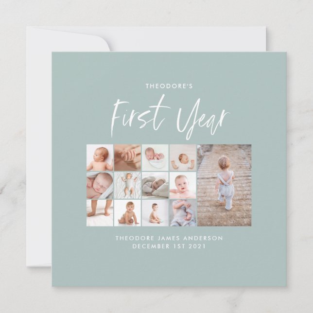 Bebês, primeiro ano, foto colagem guião azul (Frente)