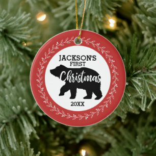 Bebês Primeiro Ornamento Cerâmico de Foto de Natal