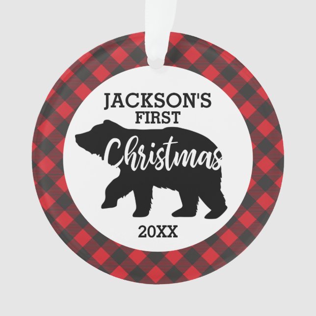 Bebês Primeiro Ornamento Cerâmico de Foto de Natal (Frente)