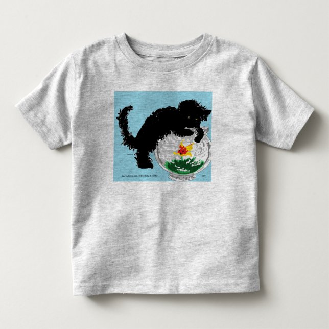 Bebês T-Shirt Cat no Peixe Bowl (Frente)