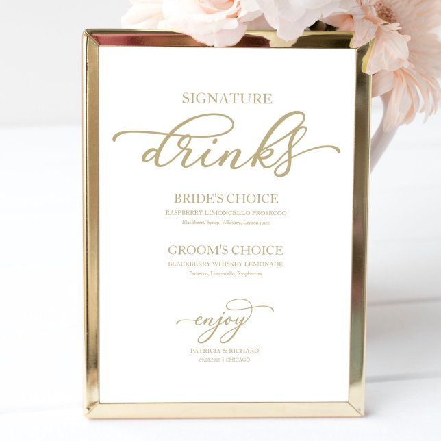 Bebidas com Sabor de Luxo Poster com Letra Dourada (Criador carregado)