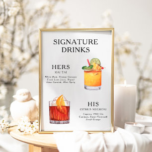 Bebidas com Sabor de Noiva Poster de Menu de Coque