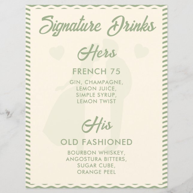 Bebidas com Sinal de Assinatura Verde Moderno de S (Frente)