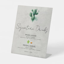Bebidas de Assinatura de Casamento de Cacto Verde 