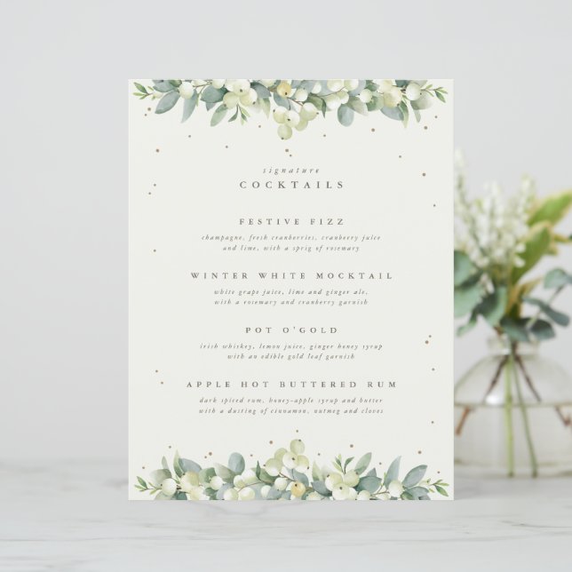 Bebidas de casamento Creme de Snowberry + Eucalipt (Em pé/Frente)