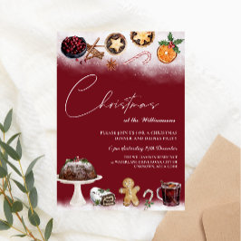 Bebidas de Natal e convites de festas de janto de 