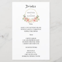 Bebidas Elegantes MENU DE CASAMENTO.