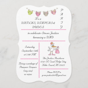 Bebidas, Fraldas e Dudes - Convite