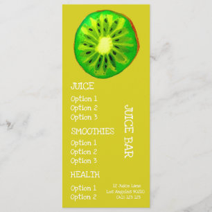 Bebidas saudáveis de suco menu de fruta Kiwi