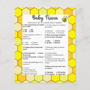 Bee Baby Trivia Jogo Chá de fraldas