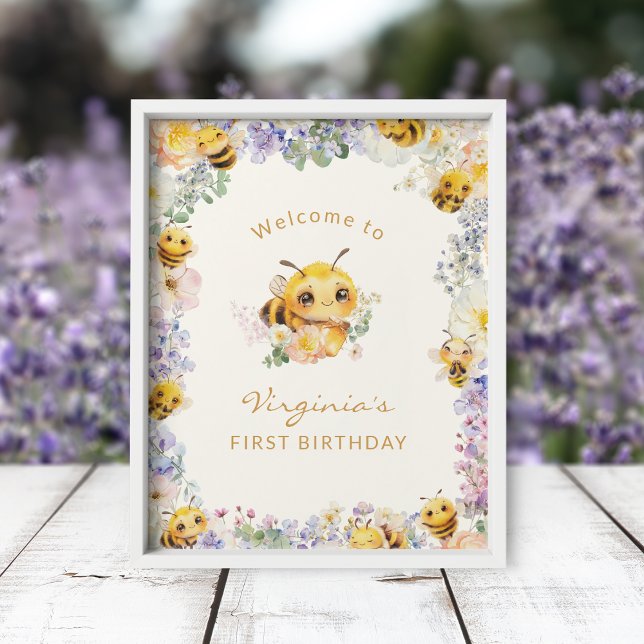 Bee Birthday Poster (Bee Birthday Welcome Poster
)