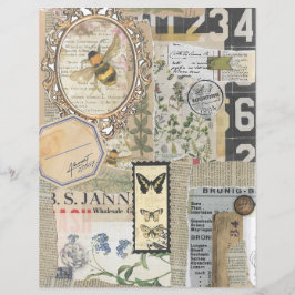 Bee Botanical Vintage Ephemera Scrapbook Paper