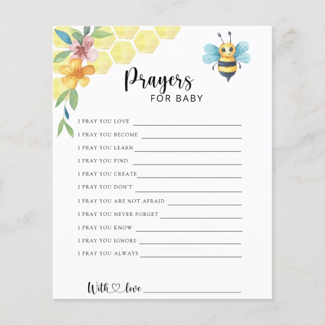 Bee floral - Jogo de festa | orações para o bebê (Frente)
