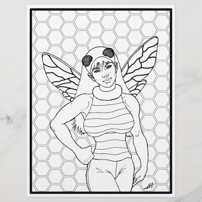Bee Girl - Coloring Page. (Frente)