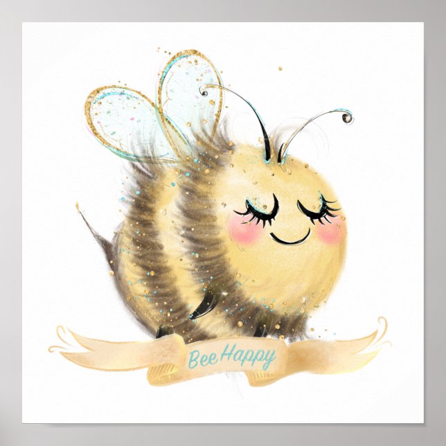 Bee Happy Nursery Poster (Frente)
