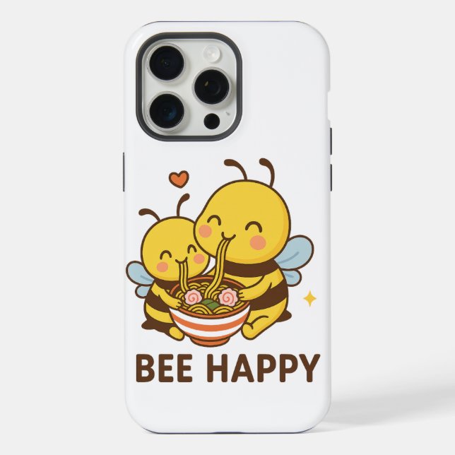 Bee Happy Sticker - Cute Bees Sharing Ramen" (Verso)