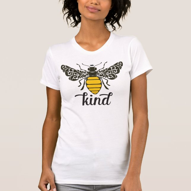 Bee Kind | Seja gentil | Ornamentado Bee T-Shirt (Frente)