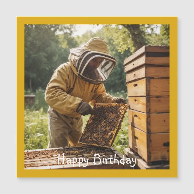 Beekeeper and Beehive Magnetic Card (Frente)