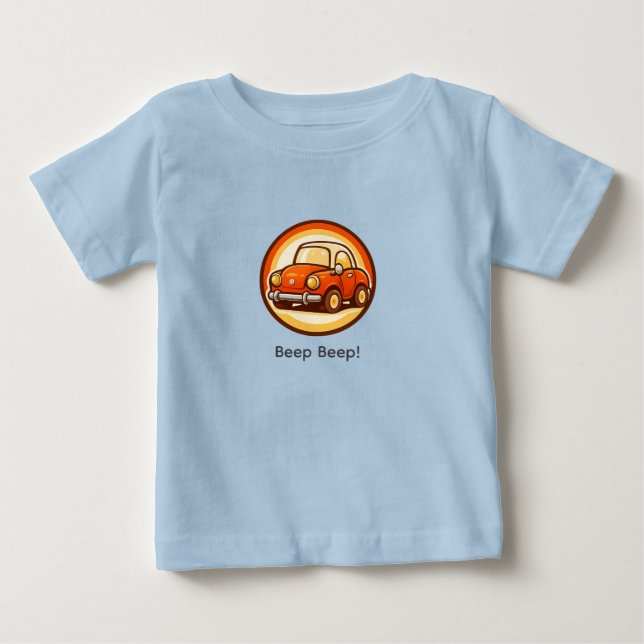 Beep Beep! Camiseta Infantil de Carro Retrô Fofo (Frente)