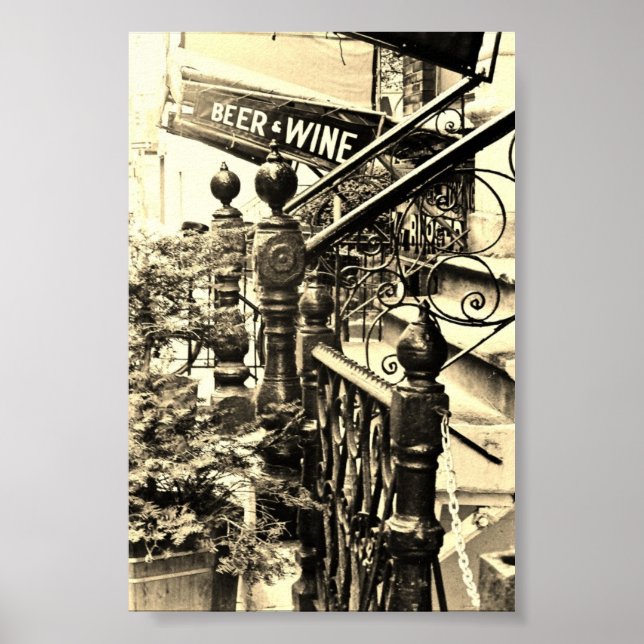 Beer and Wine Sepia poster (Frente)