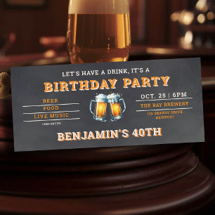 Beer Themed Brewery Men's aniversário de 40 anos B