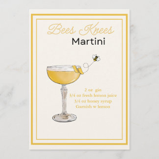 Bees Editáveis Knees Martini Cartão de Receita