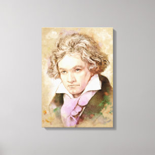 Beethoven em canvas - estilo da aguarela