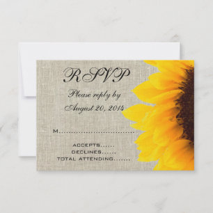 Bege Linho Girassol Casamento Rústico RSVP