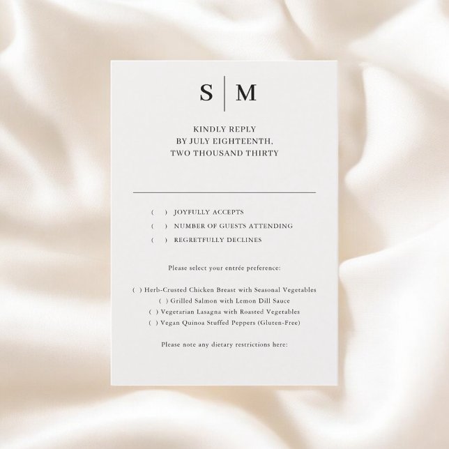 Bege Monogram RSVP Clássico de Casamento (Criador carregado)