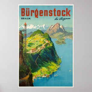 Bei Luzern de Bürgenstock, suiça, poster de