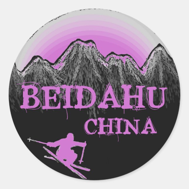 Beidahu China, autocolantes roxos de esqui (Frente)