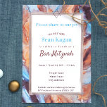Beige Aqua Blue Bar Mitzvah Convite<br><div class="desc">Um convite para o Bar Mitzvah com cores bege e azul. Estrela de David e design de mármore é bonita para qualquer festa de aniversário. Perfeito para qualquer celebração especial de aniversário ou cor azul,  bege,  marrom,  caramelo,  tema turquesa.</div>