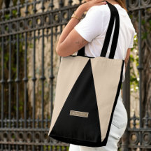 Beige Black Modern Mínimo Tote bag
