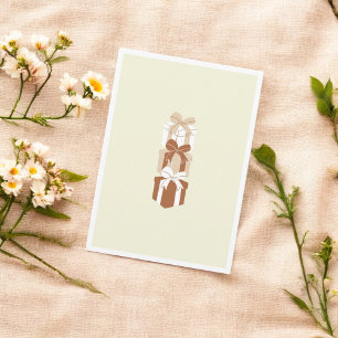 Beige Brown Holiday Gift Box Cartão de Elegância F