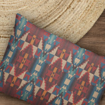 Beige Brown Maroon Red Dark Teal Blue Arte Tribal