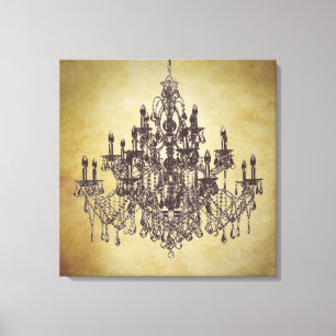 Beige Brown Vintage Chandelier Canvas
