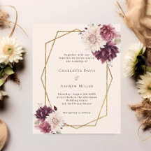 Beige burgundy convite para casamento geométrico