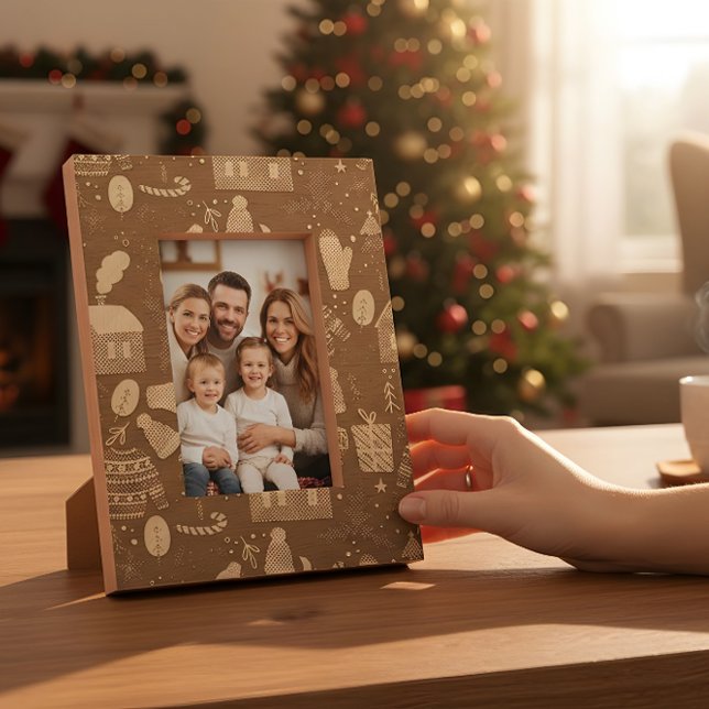 Beige Christmas Desk Frame – Festive Holiday Desig (Criador carregado)