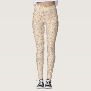 Beige com Leggings de Padrão Floral Castanho